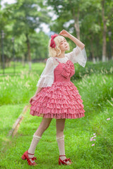 Multi-layer Plaid Print Ruffle Bowknot Sweet Lolita Tiered Dress 3 Colors - Product - 9