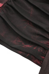 Black/Red Tie-dyed Lace-Up Irregular Ruched Women's Gothic Overbust Corset - Product - 14