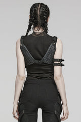 Black Military Style Skull Women's Steampunk Harness with Detachable Pockets - Product - 3