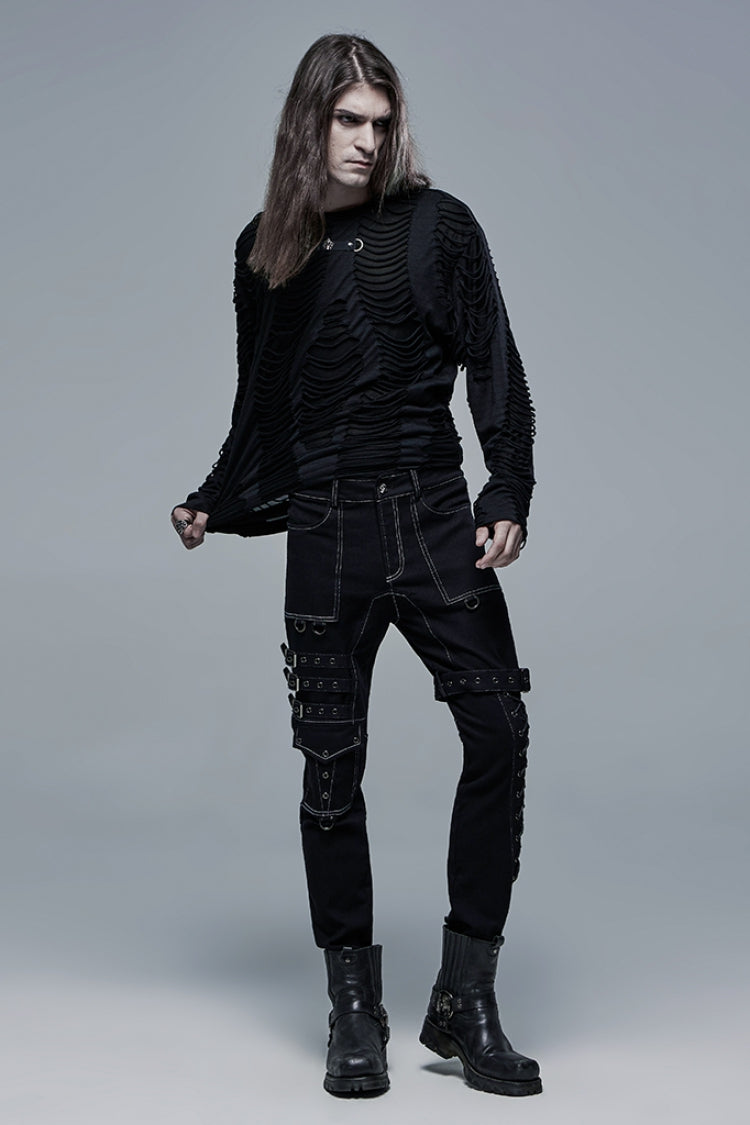 Multi Pockets Buckles Detachable Men's Steampunk Pants 2 Colors - Product - 4