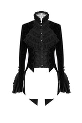 Black Gothic Lotus Leaf Corsage False Two Piece Womens Swallow Tailed Coats - Product - 4