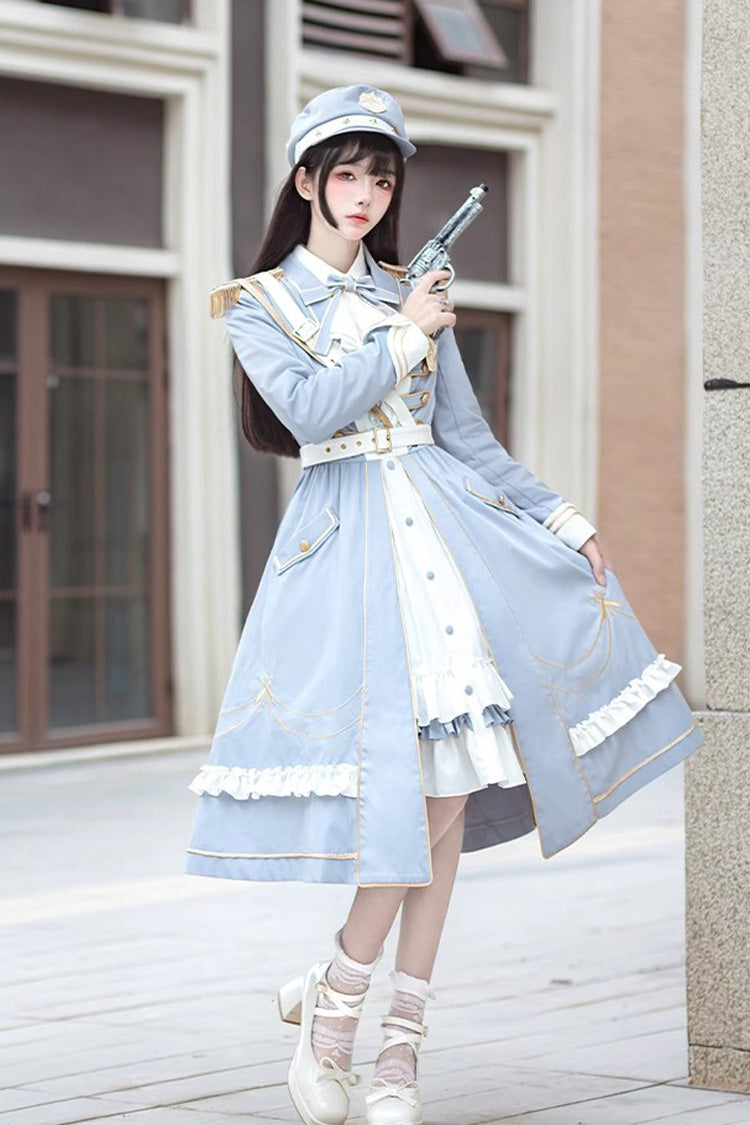 Blue Star Ocean Fantasy Cardigan Bowknot Sweet Military Elegant Lolita Dress - Product - 2