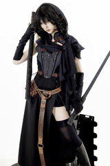 Black/Grey [Phantom of the Night] Sleeveless Lace-Up Fashion Gothic Punk Lolita Dress - Product - 9
