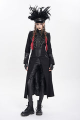 Black Stand Collar Long Sleeves Buckle Chain Women's Punk Jacket - Product - 4