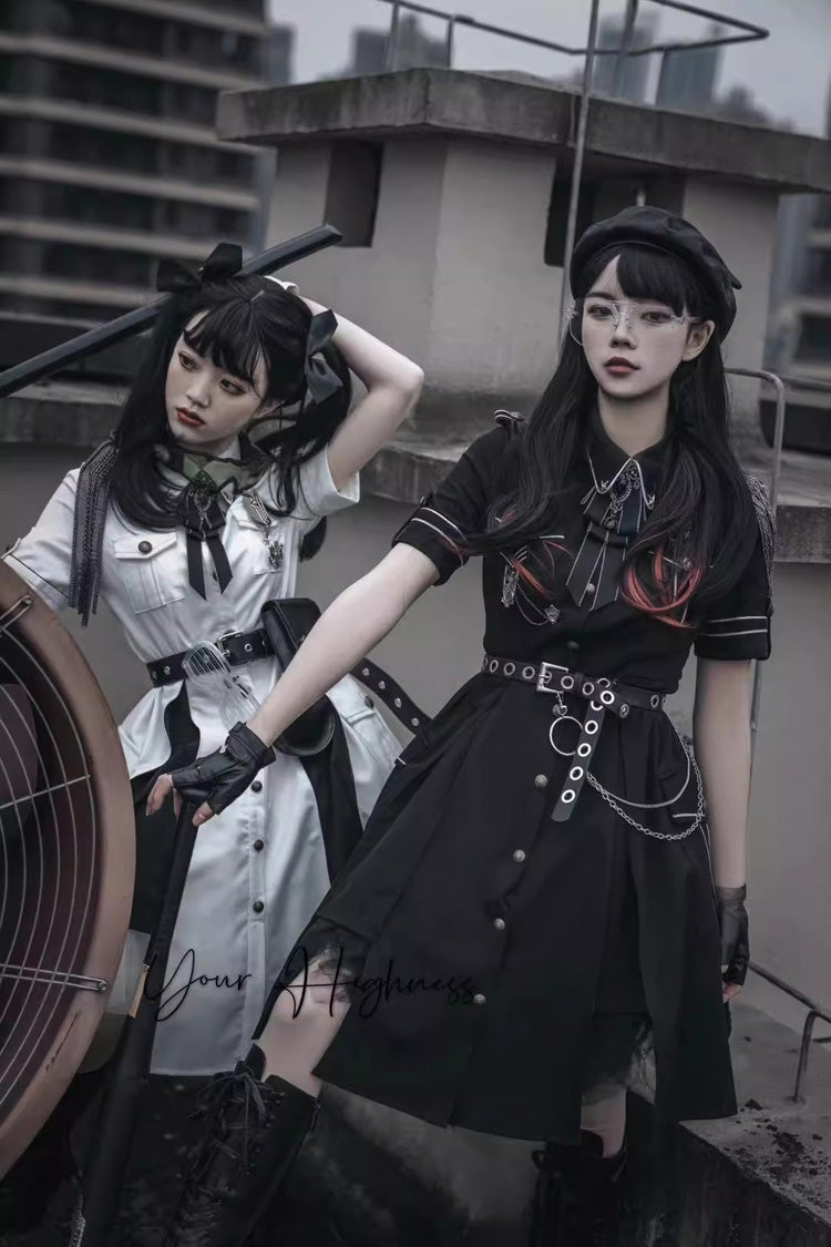 Evil Python 2.0 Short Sleeves Gothic Military Handsome Lolita Dress 3 Colors - Product - 6
