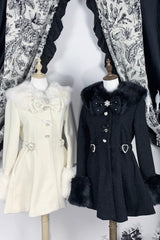 [Velvet Star Dream] Long Sleeves Bow Sweet Jirai Kei Japanese Overcoat 2 Colors - Product - 4
