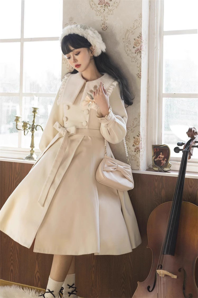 Tulip Long Puff Sleeves Embroidery Slim Sweet Lolita Coat 2 Colors - Product - 4
