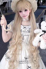 Pearl Beige Hanayome Sweet Gorgeous Long Big Wavy Curly Lolita Wig - Product - 2