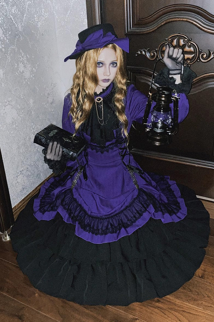 Point Manor Solid Color Stand Collar Long Sleeves Multi-layer Ruffle Gothic Lolita Dress 5 Colors - Product - 10
