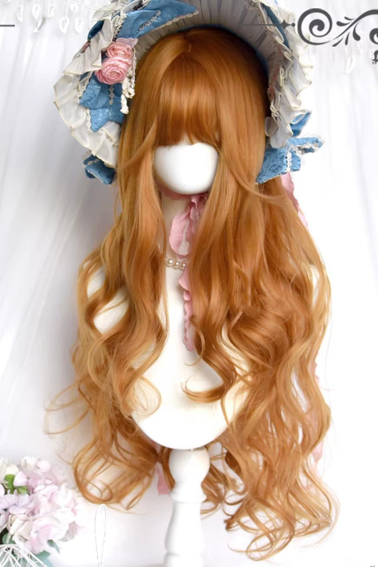Bright Golden Brown Oil-Painting-Style Vintage Elegant Lolita Long Curly Wig - Product - 4