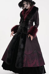 Black/Red Cross Long Sleeves Lace Women's Gothic Long Coat - Product - 10