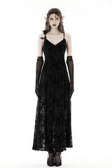 Black Sleeveless Lace Lace-Up Women's Gothic Maxi Rose Slip Dress - Product - 5