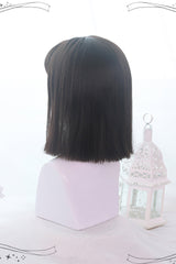 Natural Medium Short Straight Hair Gothic Lolita Wigs - Product - 3