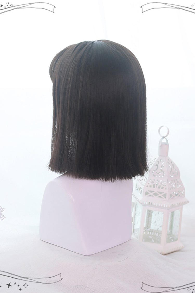 Natural Medium Short Straight Hair Gothic Lolita Wigs - Product - 3