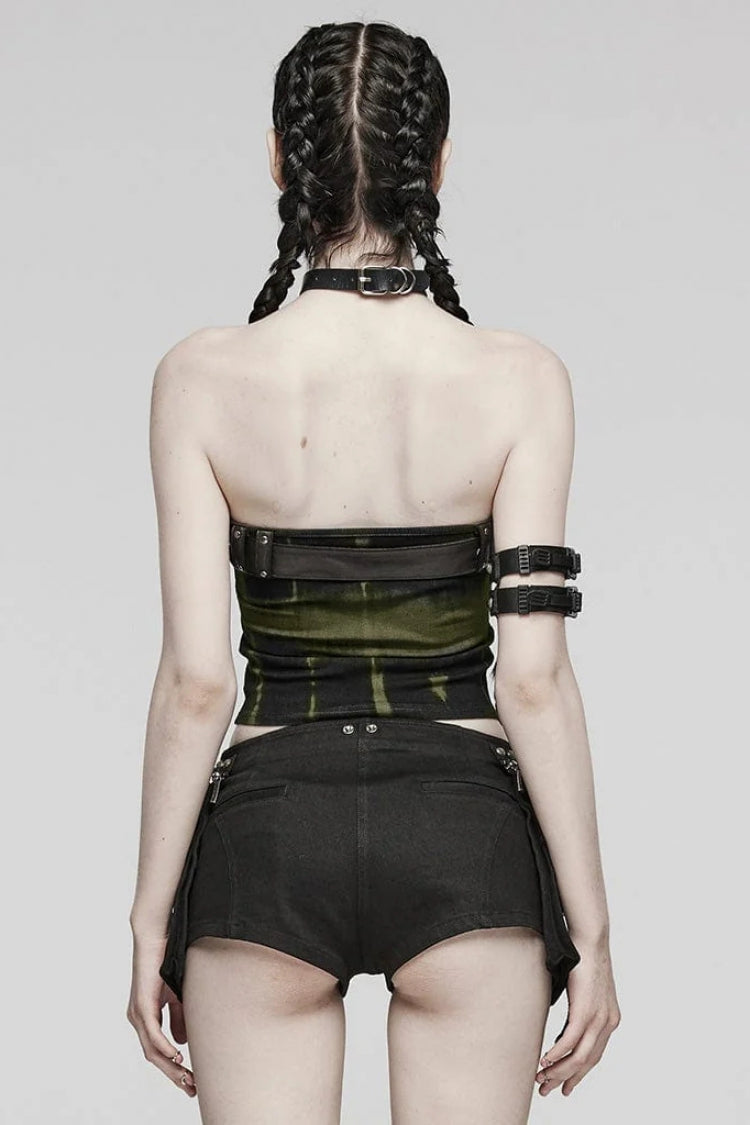 Simple Adjustable Bust Strap Sleeveless Print Womens Steampunk Corset 2 Colors - Product - 11