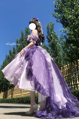 Purple Bowknot Irregular Sweet Princess Lolita Jsk Dress - Product - 5