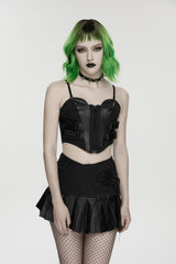 Black Asymmetric Buckled Pleated Women's Punk Skirt - Product - 6