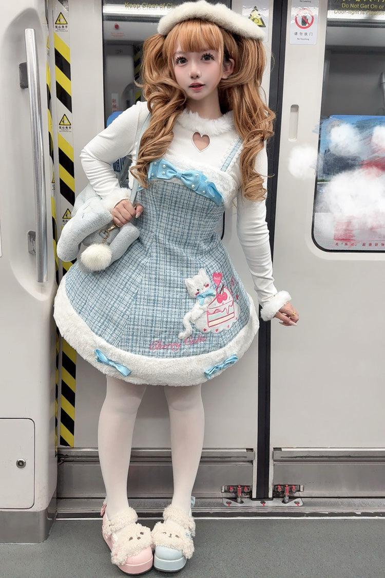 Blue Print Embroidery Bowknot Sweet Princess Lolita Jsk Dress - Product - 5