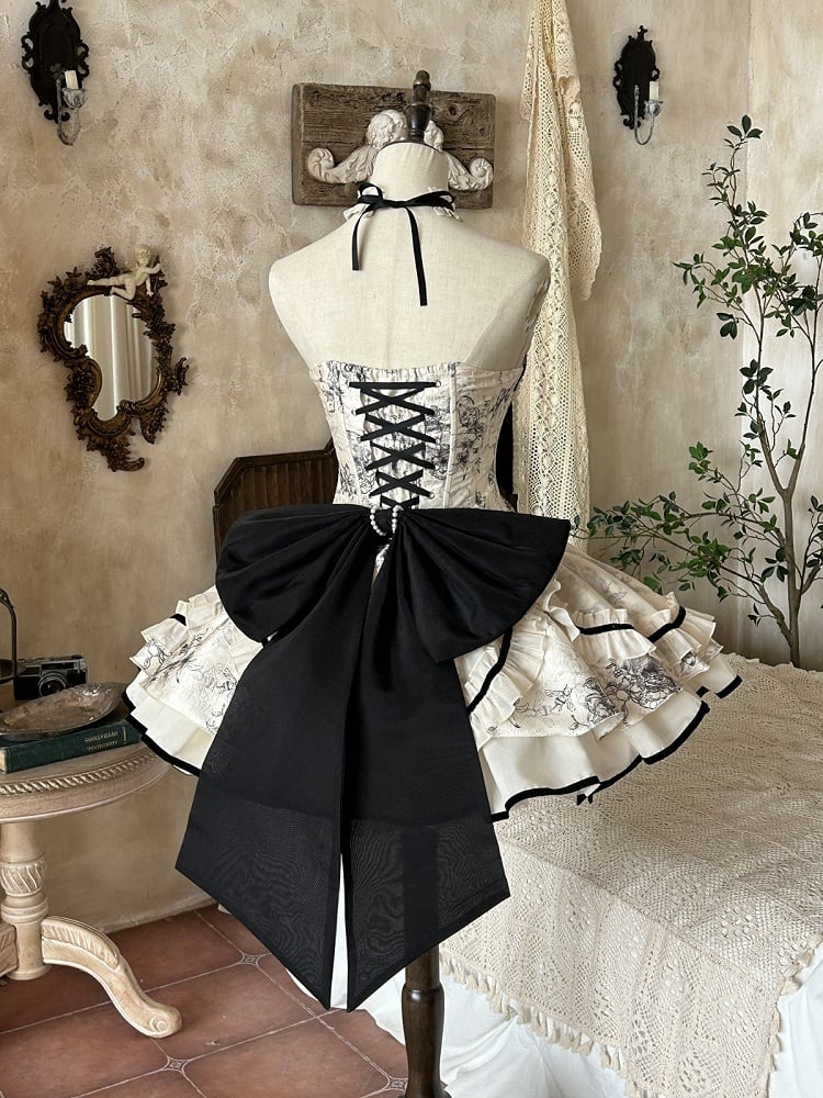 Elegant Classic Lolita Jumper Skirt with Pearl Embellishments and Lace Details 商品画像