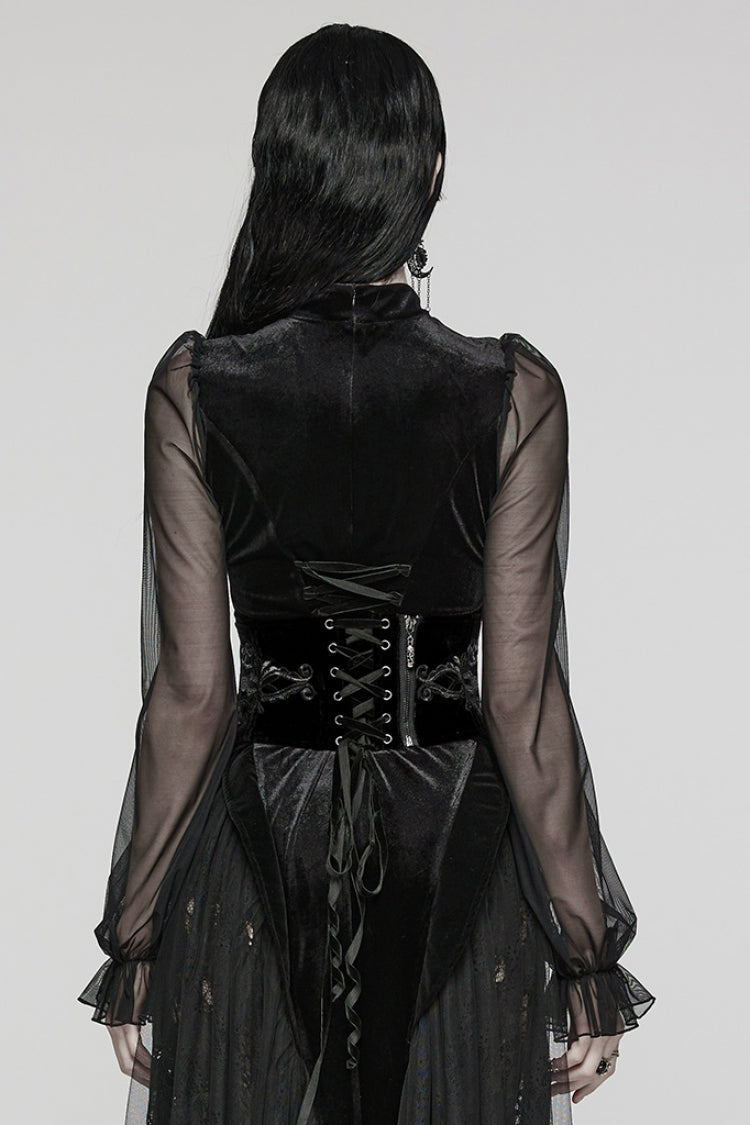 Embroidery Lace-Up Zipper Women's Gothic Corset 2 Colors - Product - 3