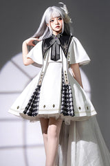 White [Eye of Truth] Magic Academy Diamond Print Stitching Gothic Lolita Jsk Dress - White - 1