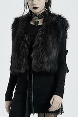 Black Sleeveless Bowknot Side Bandage Womens Steampunk Coat - Black - 1