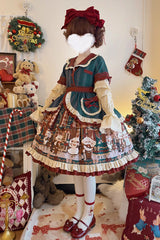 [Puppy Cafe] Print Ruffle Bowknot Sweet Lolita Dress 3 Colors - Product - 3