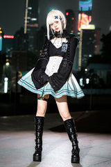 Black/White [Electronic Cat] Print Future Suit Gothic Cool Lolita Dress - Product - 7