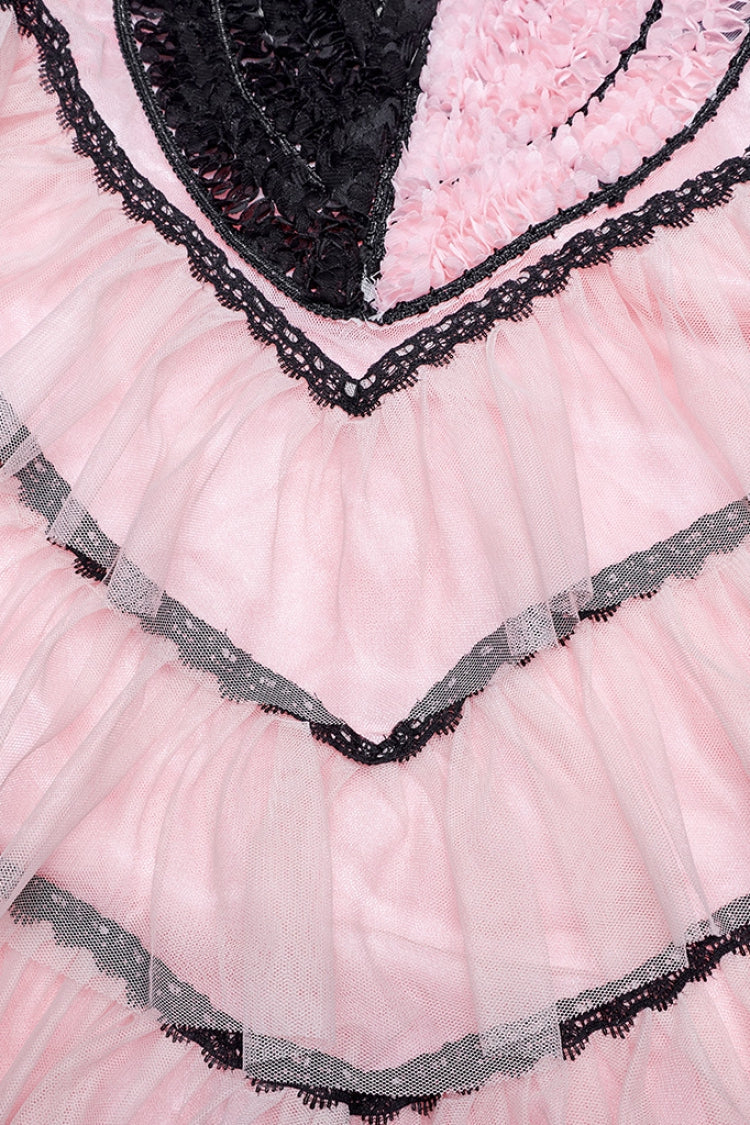 Heart Embroidery Skull Pendant Zipper Irregular Mesh Women's Gothic Skirt 2 Colors - Product - 8