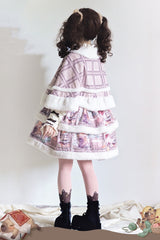 Pink/Purple [Capybara] Double-Layered Print Fluffy Fall Winter Sweet Lolita Jsk Dress - Product - 14