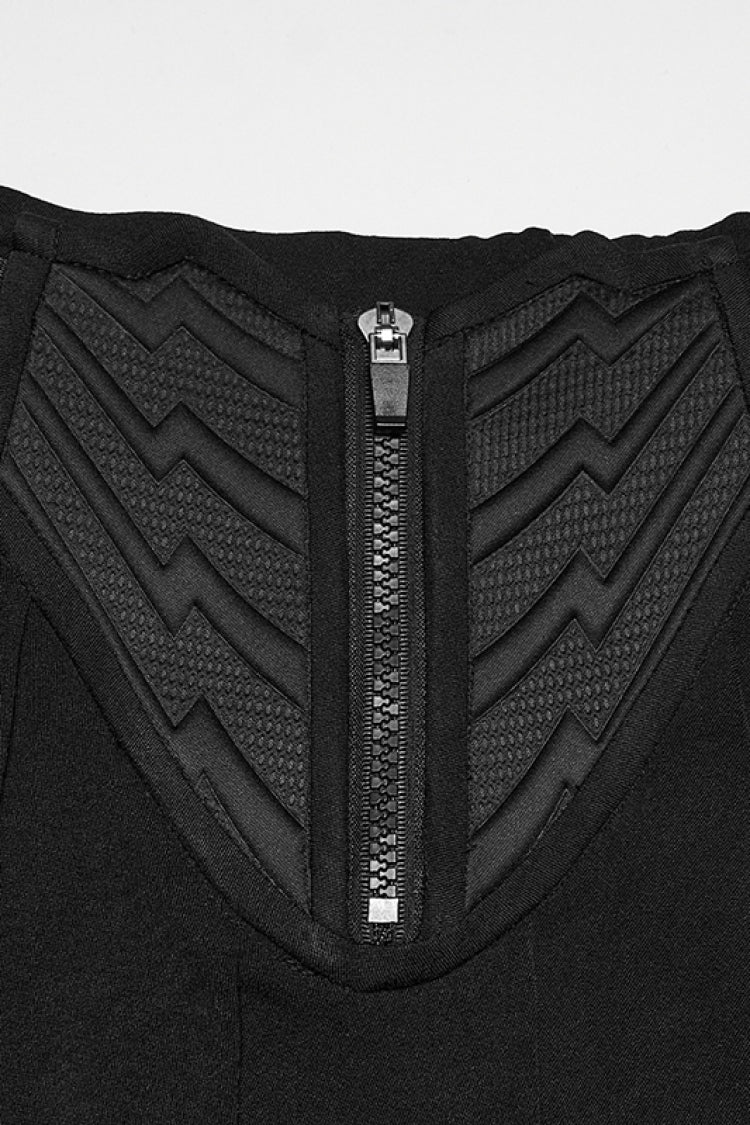 Black Buckled Zippered Pleated Women's Punk Skirt - Product - 9