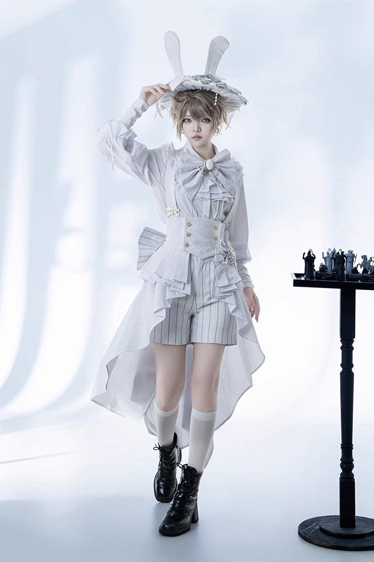 White Rabbit Theater Striped Print Ouji Fashion Handsome Lolita Shorts - Product - 9