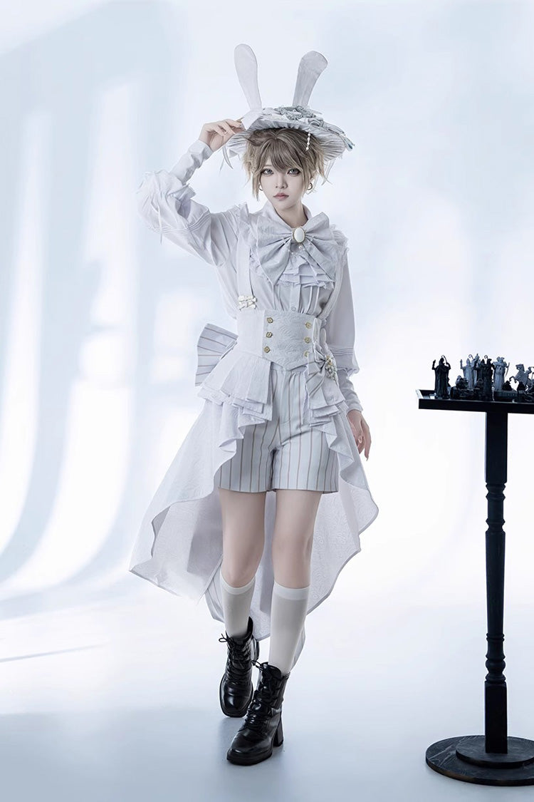 White Rabbit Theater Striped Print Ouji Fashion Handsome Lolita Shorts - Product - 9