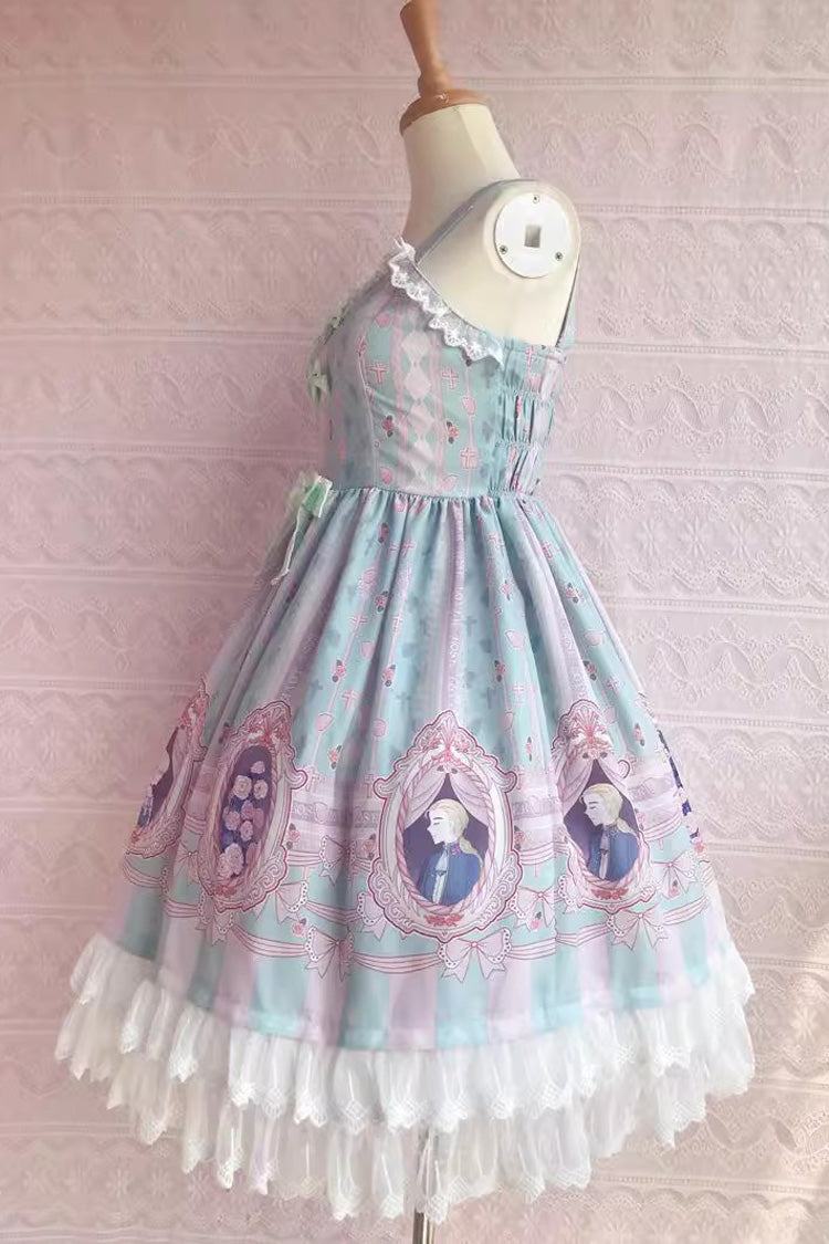 Double Layer Rose Lover's Dream Print Ruffle Bowknot Sweet Lolita Jsk Dress 3 Colors - Product - 4