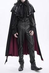 Black High Waisted Faux Leather  Men's Gothic Pants - Product - 13