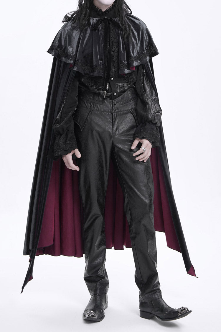 Black High Waisted Faux Leather  Men's Gothic Pants - Product - 13