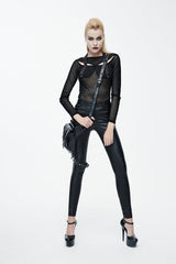 Black Simple Style Tight Leather Womens Pants - Product - 7