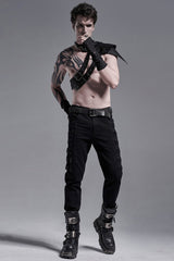 Black Buckle Zipper Men's Gothic Fitted Pants - Product - 4
