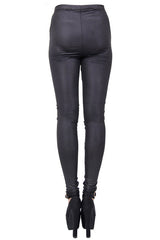 Black Front Splice Mesh Lace Up Gothic Knit Womens Pants - Product - 6