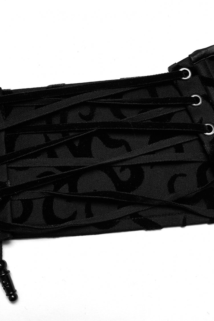 Black Jacquard Print Women's Gothic Underbust Corset - Product - 5