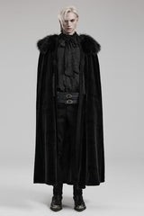 Black Detachable Collar Men's Gothic Cloak Coat - Black - 1