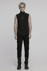 Black Multi-pocket Pleated Men's Punk Denim Pants - Product - 4
