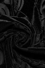 Black Stand Collar Puff Sleeves Jacquard Print Men's Gothic Blouse - Product - 10
