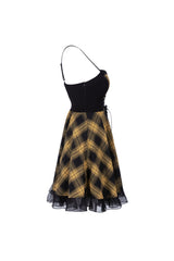 Lattice Plaid Stitching Binding Women's Steam Punk Strap Dress - Product - 13