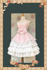 [Pearl Box] Sleeveless Triple-Layered Bowknot Lace Slim Pearl Sweet Elegant Lolita Jsk Dress 3 Colors - Pink/White - 12