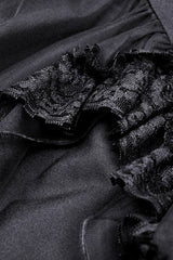 Black Sleeveless Lace-Up Layered Swallowtail Lace Women's Gothic Wedding Dress - Product - 16