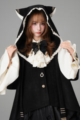 Black [Clock of Reincarnation Cycles] Cat Ears Magic Hooded Sweet Lolita Coat Cloak - Product - 6