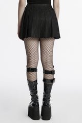Black Stitching Lace Women's Punk Pleated Skirt with Chain - Product - 3