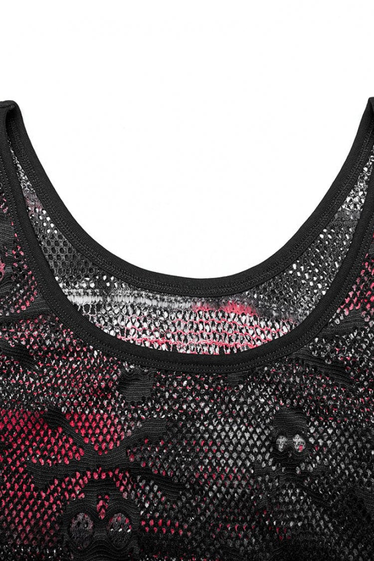 Skull Print Stitching Mesh Womens Steampunk Vest 2 Colors - Product - 14