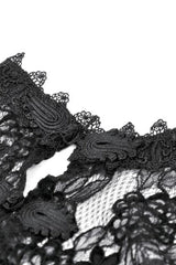 Black Sleeveless Ruffled Lace Spliced Mesh Women's Gothic Cape - Product - 15